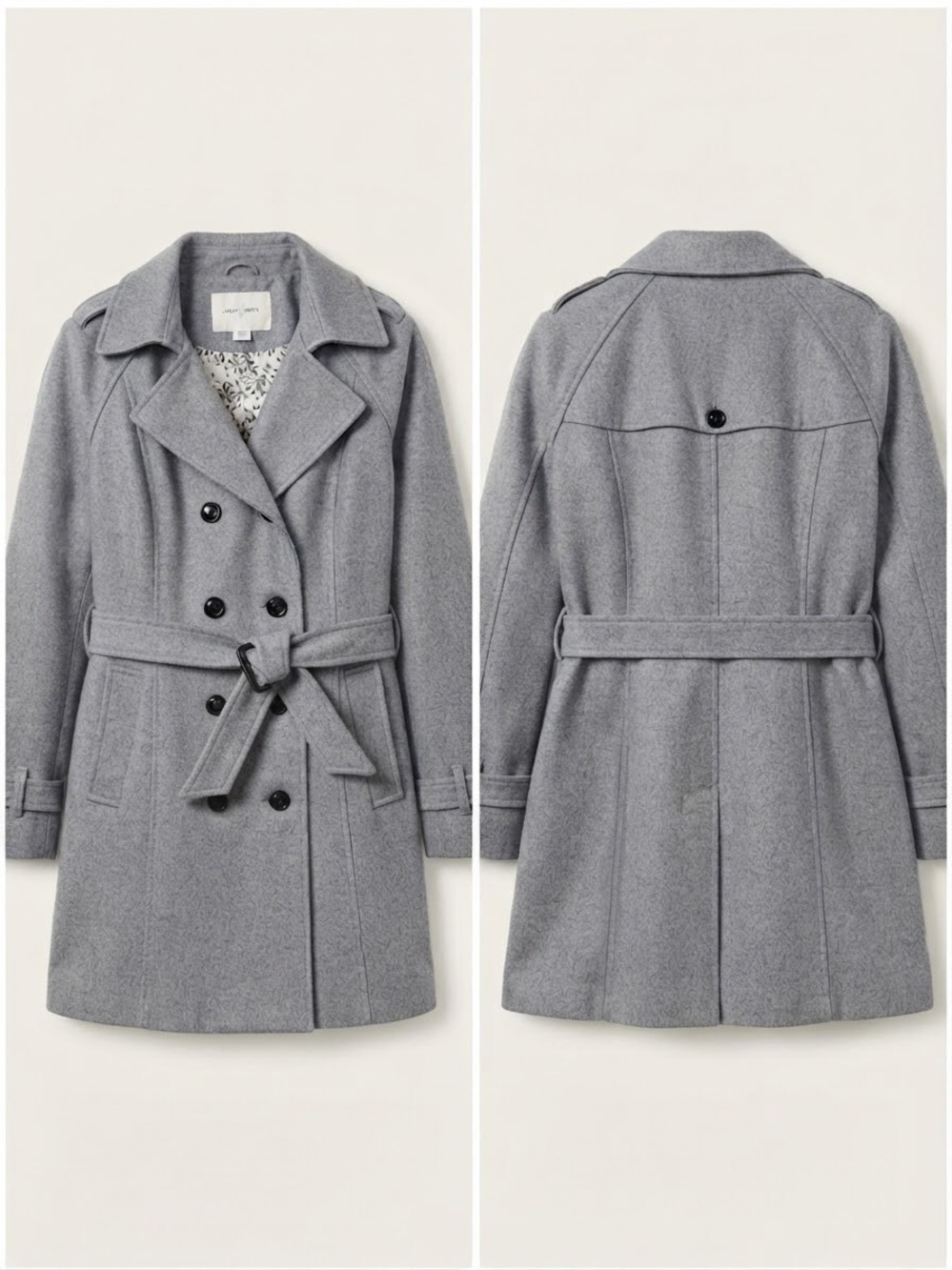 Jaclyn Smith Heather Gray Double Breasted Pea Coat Trench Jacket (Size XL)